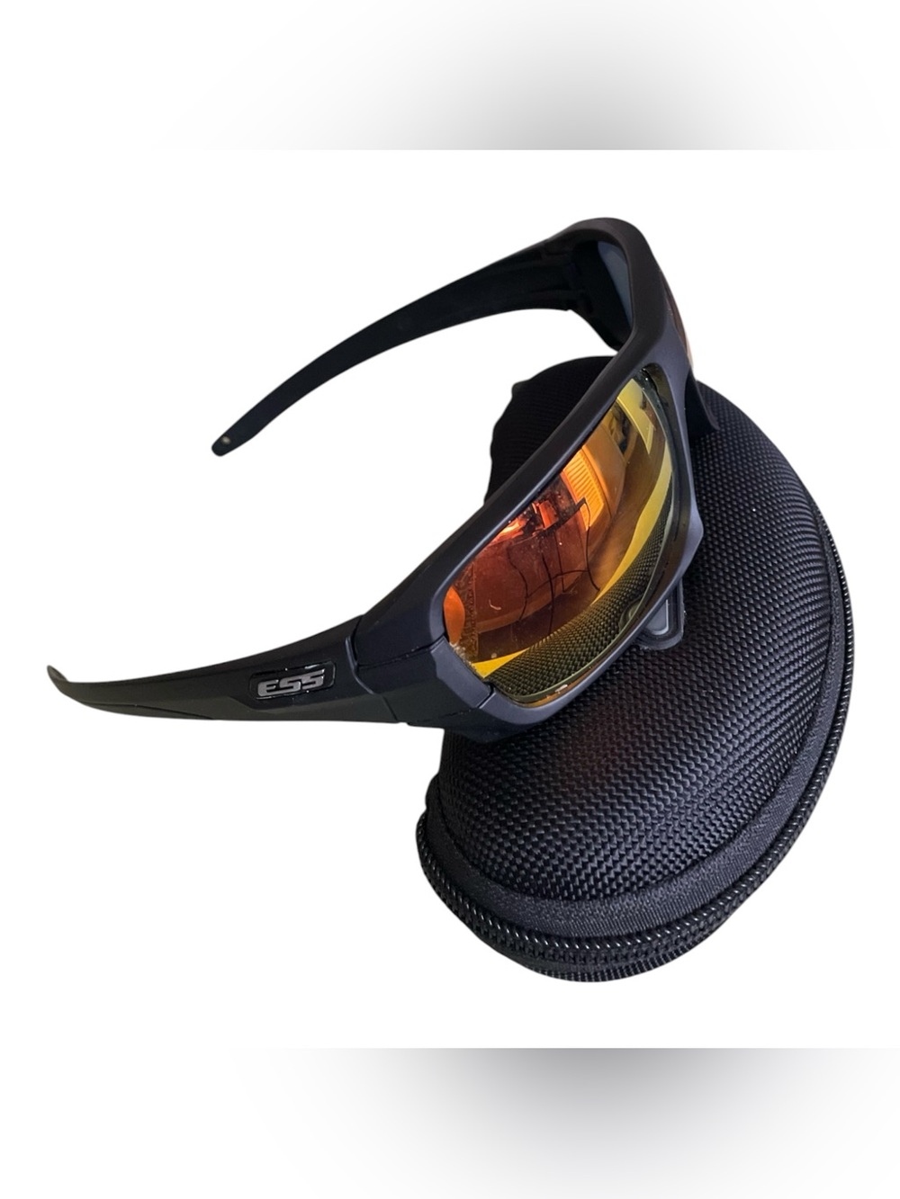 ESS Rollbar Black Frame Mirror Lens Men's Ballistic Sunglasses & Case & Strap